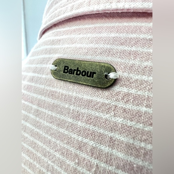 Barbour Beachfront Pink Stripe Button Front Linen & Cotton Shirt size 8 - Picture 9 of 14